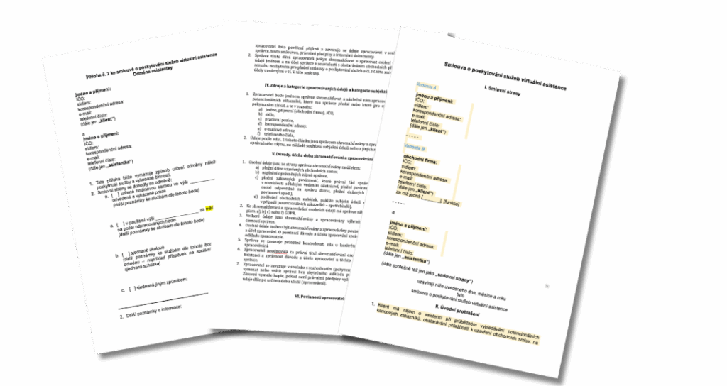 Smluvní balíček pro virtuální asistentky